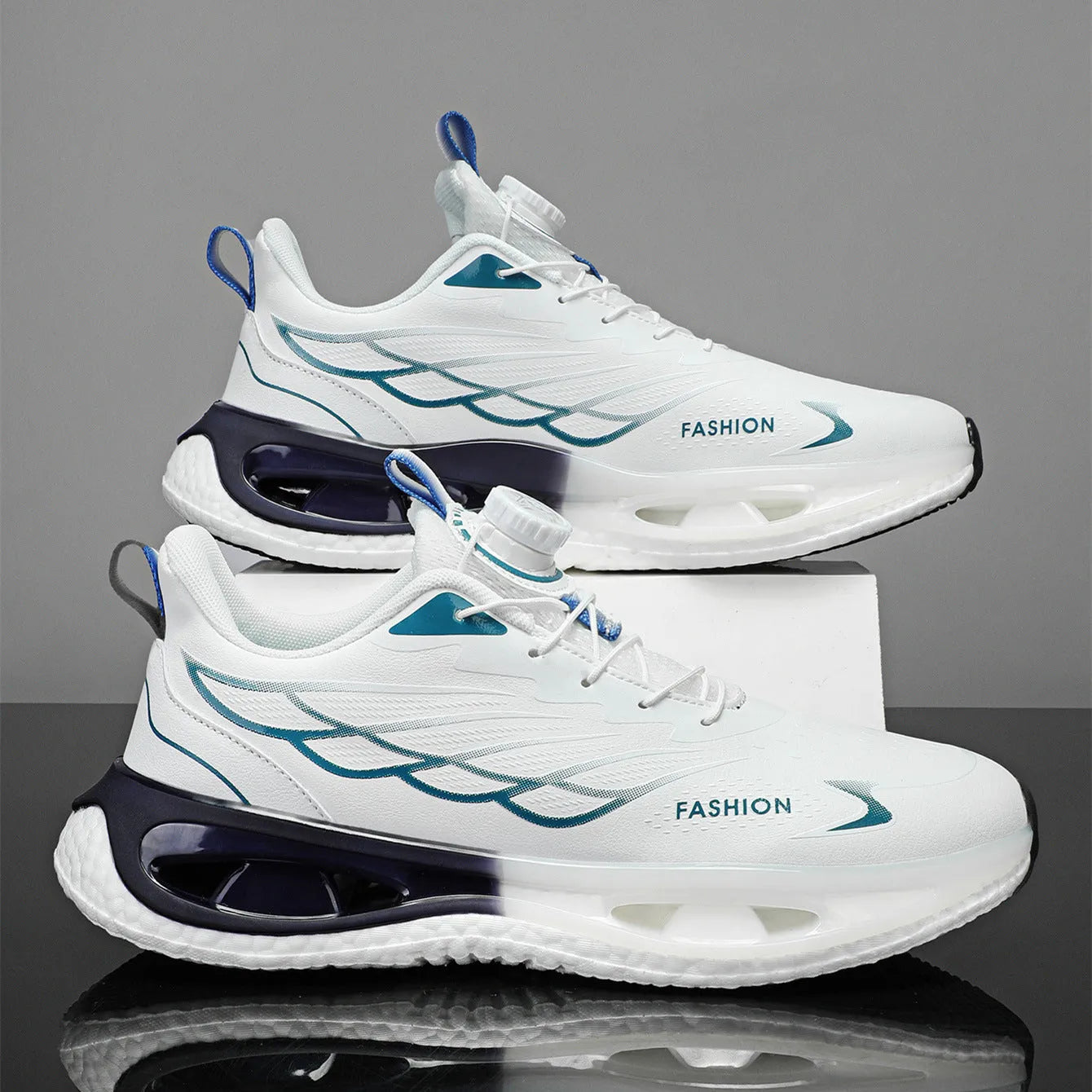 Youth rotating button sneaker in low-top design with shock absorption feature and rubber sole