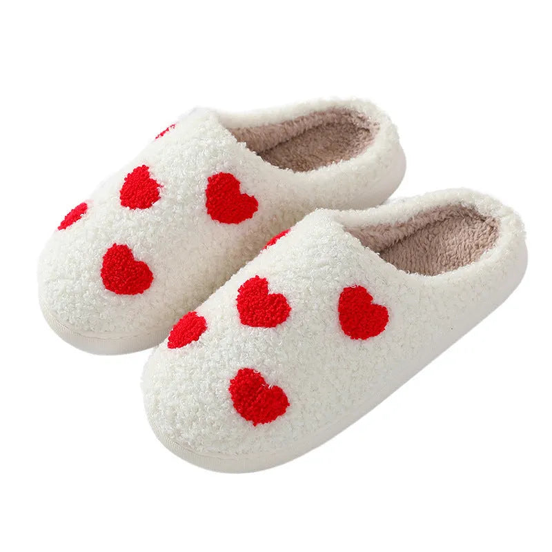 Women's plush home slippers with PVC sole in mushroom colour with round toe design