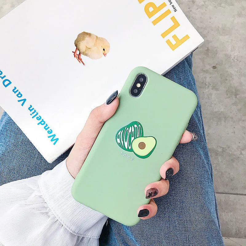 Cartoon avocado patterned flexible TPU back cover case for multiple smartphone models