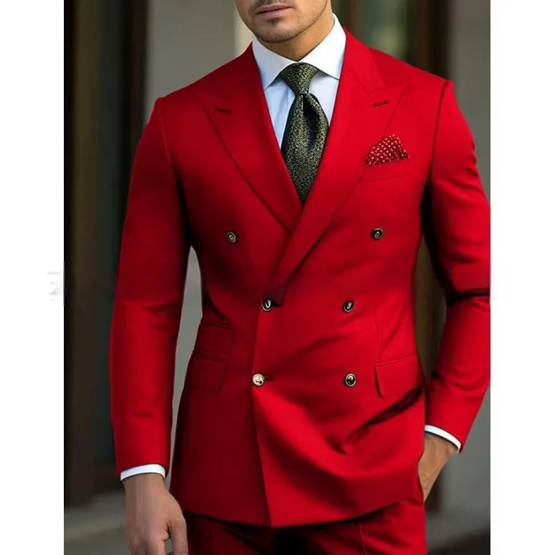 Men's brown two-piece business suit with regular cut on a hanger