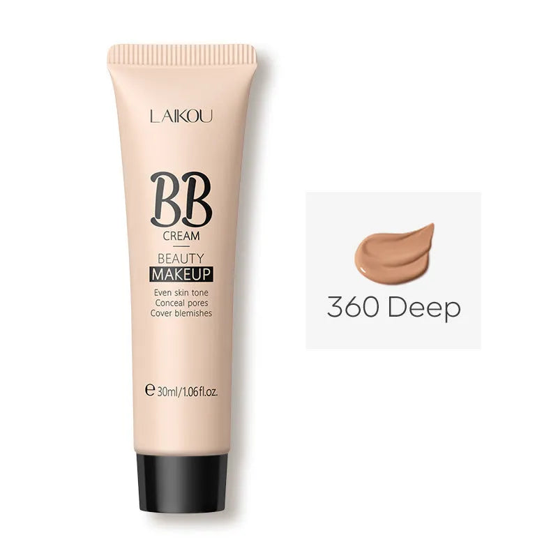 30ml tube of Natural Makeup BB cream in nine shades from Ivory White to Brown.