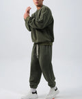 Men's polar fleece winter sports suit in five colour options showing crew neck top and matching trousers