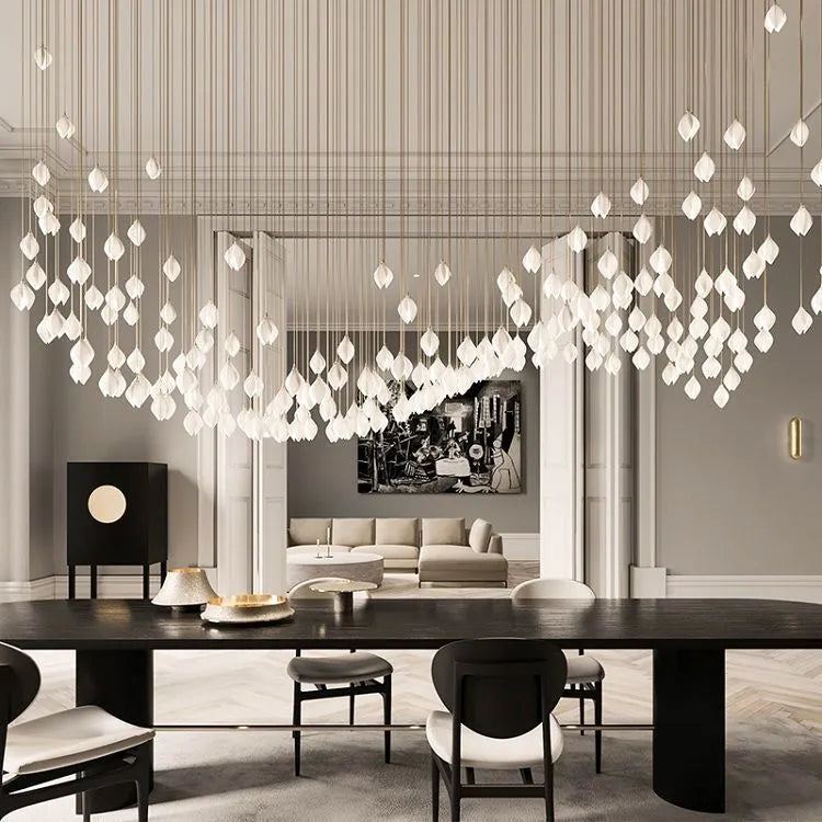 Ceramic magnolia single-headed pendant light with Nordic minimalist design