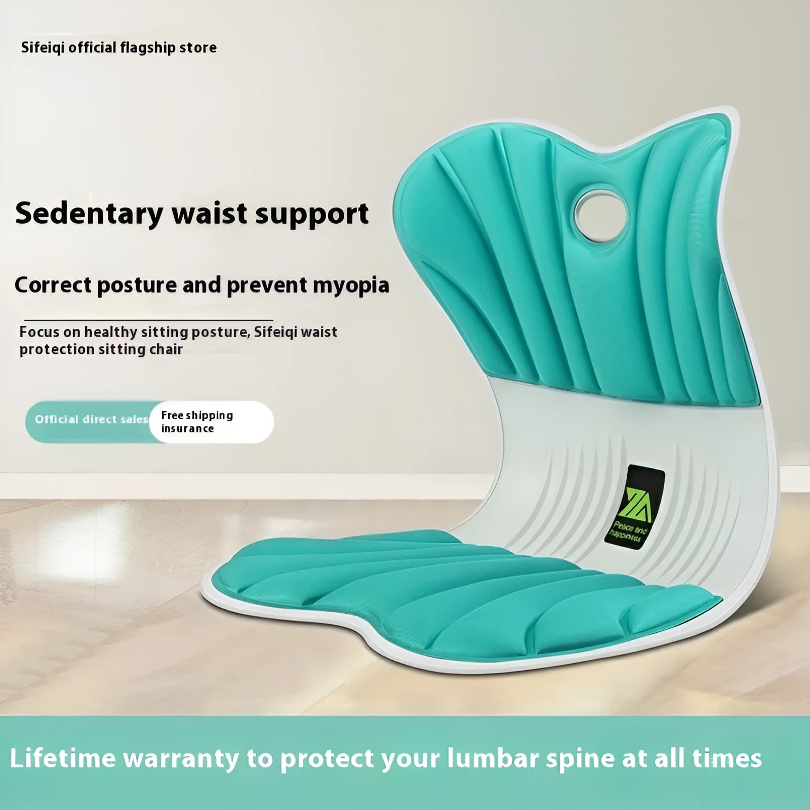 Grey ergonomic seat cushion for office chair waist support and posture correction.