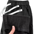 Pure linen Chinese-style straight trousers with elastic waistband in multiple colour options