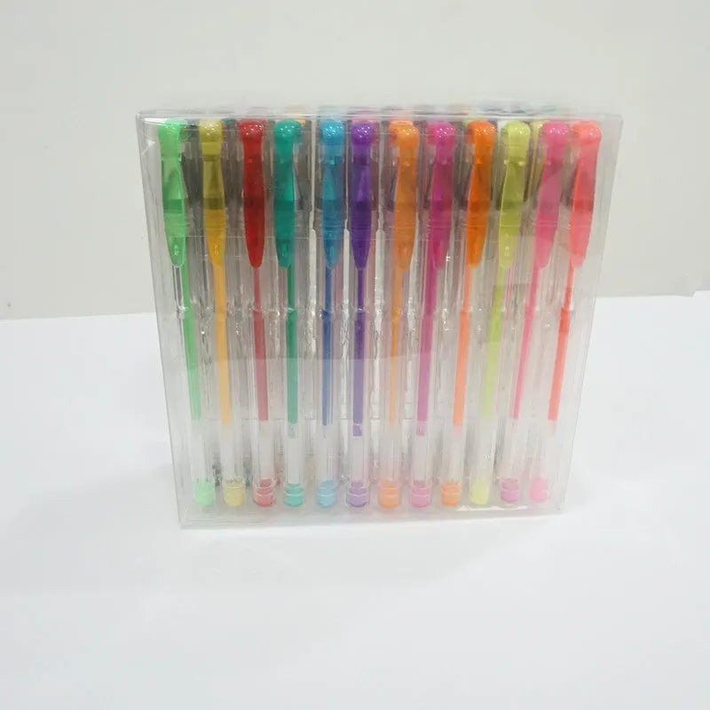100 colour gel pen set with plastic barrels, 15cm long with 0.5-1mm tip options for watercolour effects