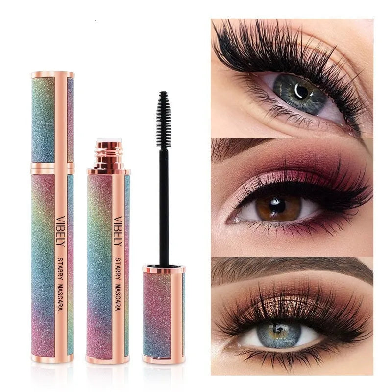 Black waterproof mascara with 4D long thick curling effect and anti-smudge formula