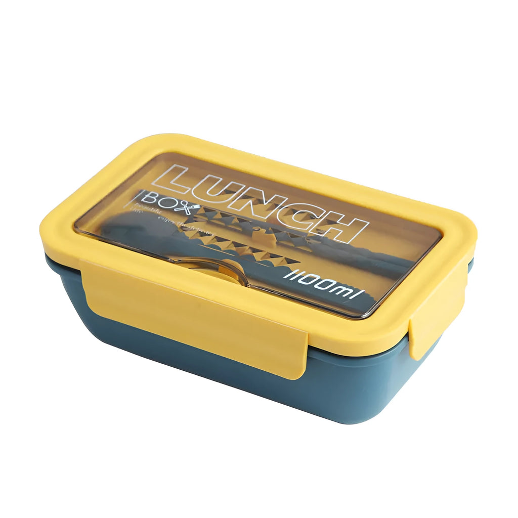 Green four-layer partitioned bento lunch box with Nordic design