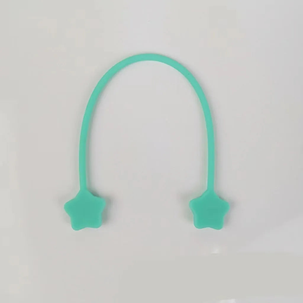 Silicone magnet wire winder organiser for cables in various colours showing 19x16mm dimensions