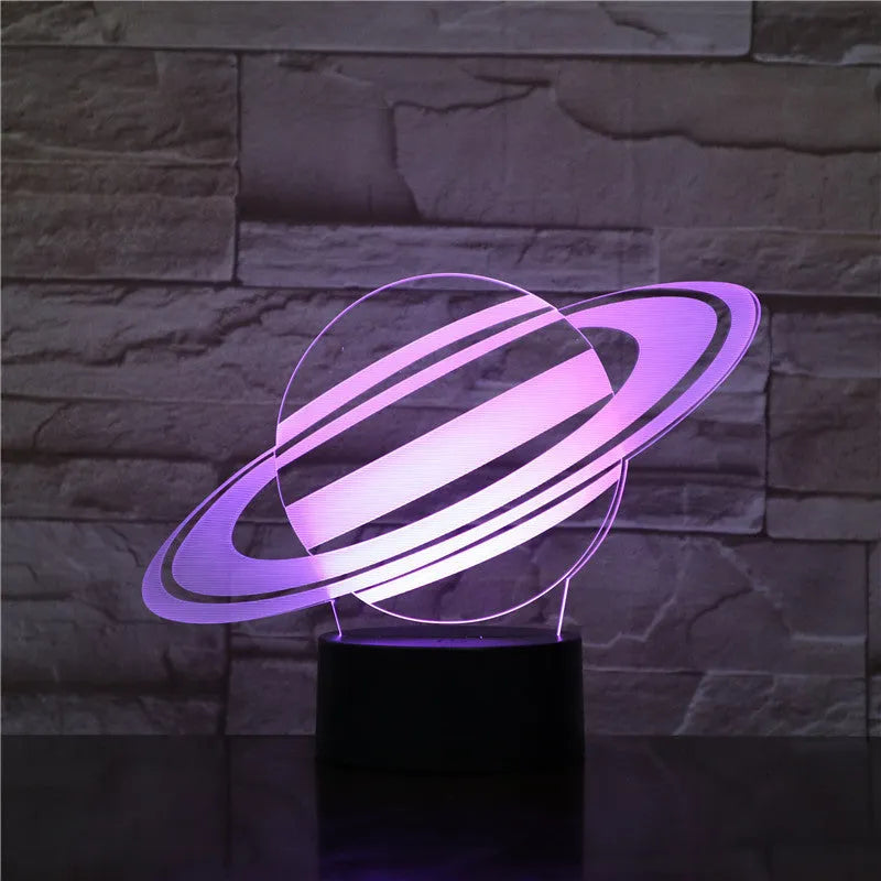 Nine planets series 3D small night light touch colour changing table lamp with black base and USB cable