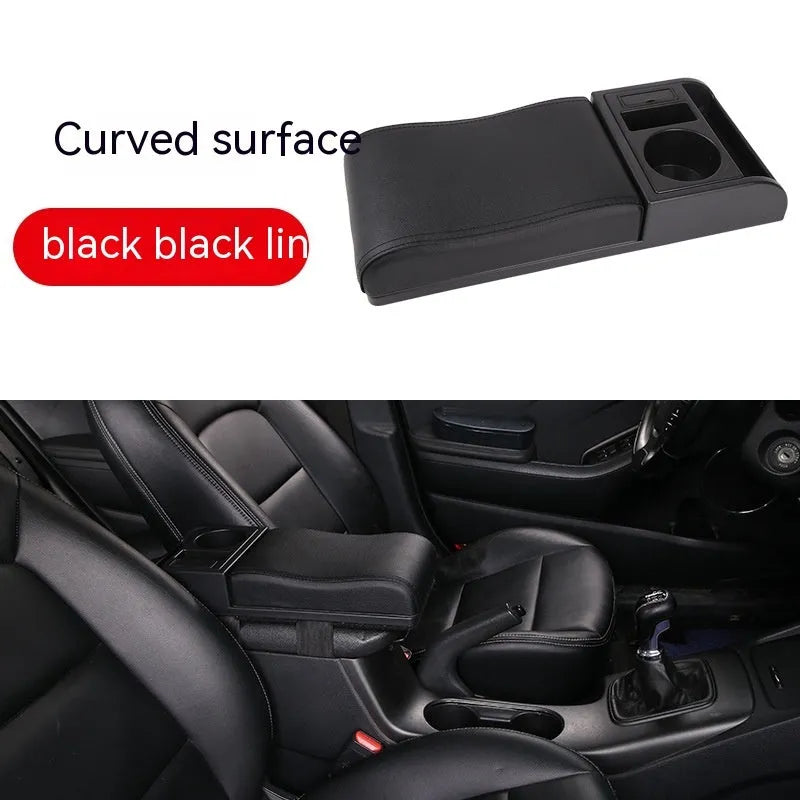 Universal car armrest box cover in plastic with height increase function