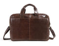 Brown men's business briefcase made from first layer cowhide leather with 18-inch laptop capacity