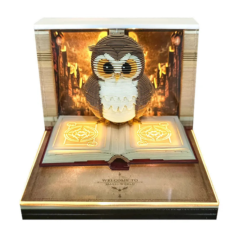 3D sticky note paper carving notepad with tear-off pages and decorative ornament design