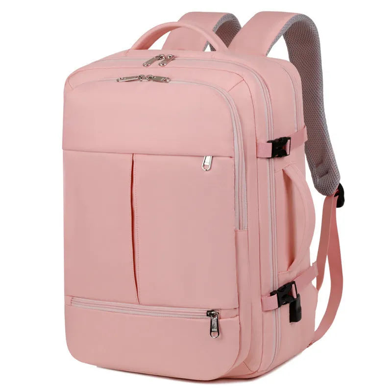 Large waterproof oxford cloth backpack with multiple pockets showing black colour option