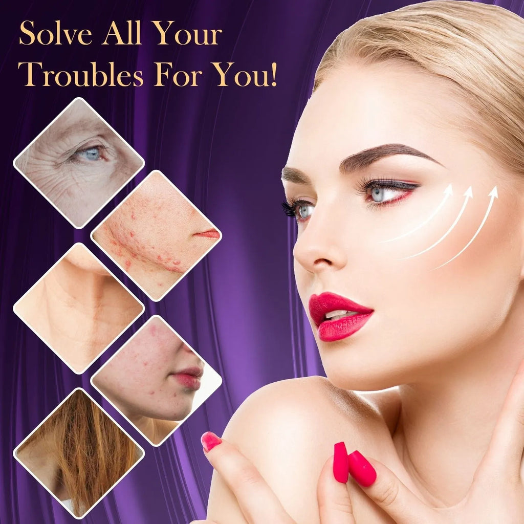 Purple high-frequency electrotherapy beauty instrument with six accessory heads for commercial treatments