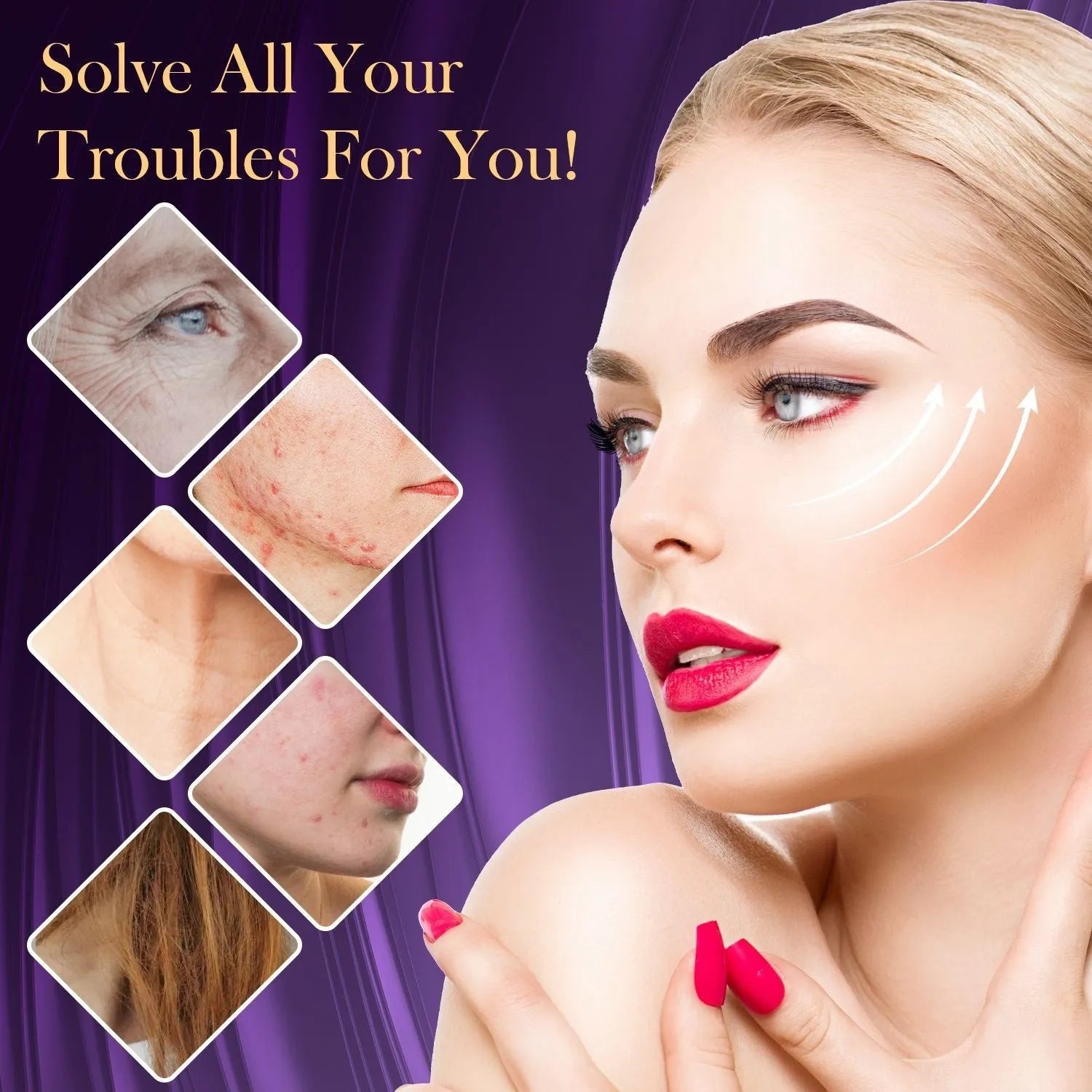 Purple high-frequency electrotherapy beauty instrument with six accessory heads for commercial treatments