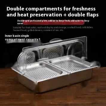 Stainless steel commercial dining plate display box with lid in multiple grid configurations