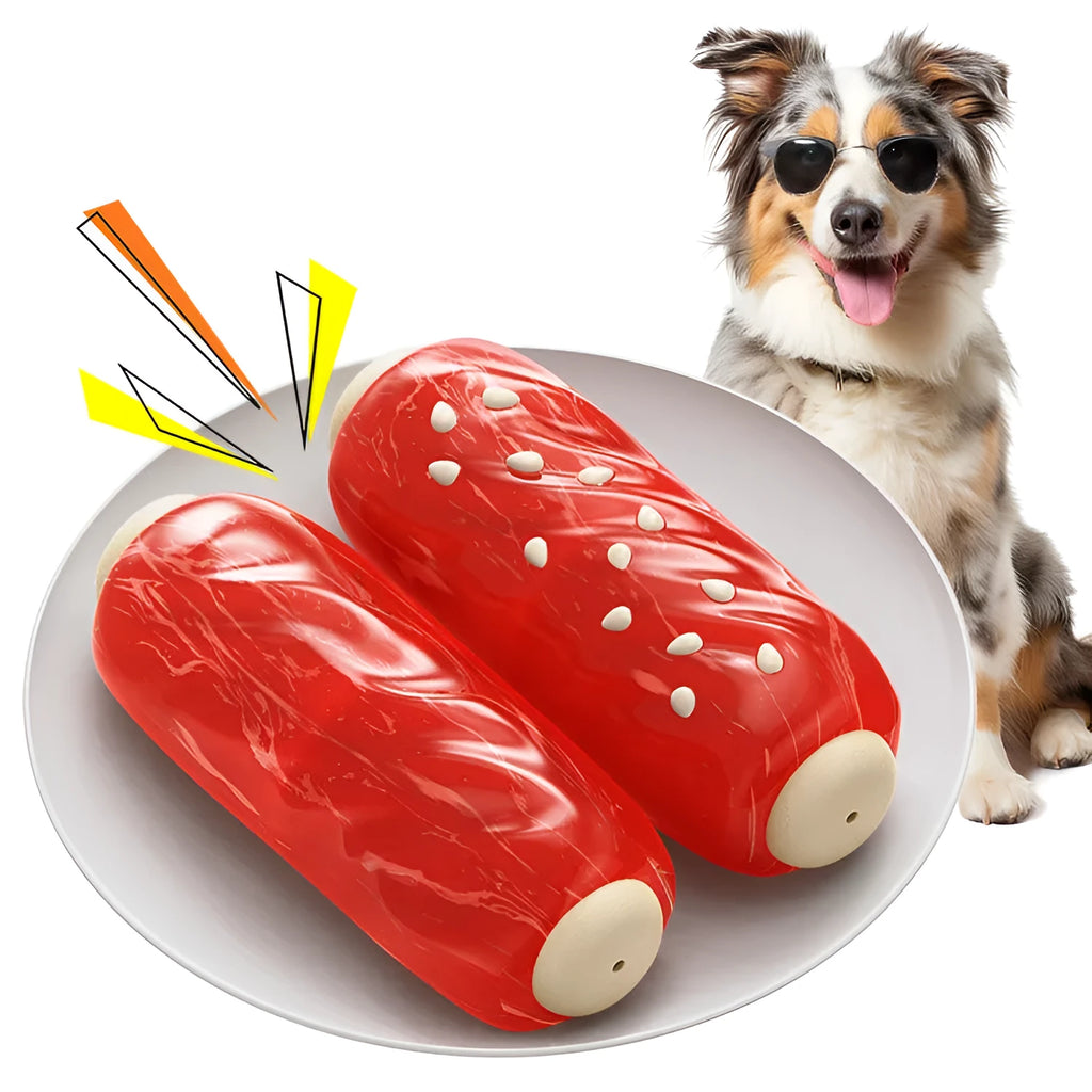 Primary colour plastic molar rod dog chew toy for aggressive chewing and dental hygiene