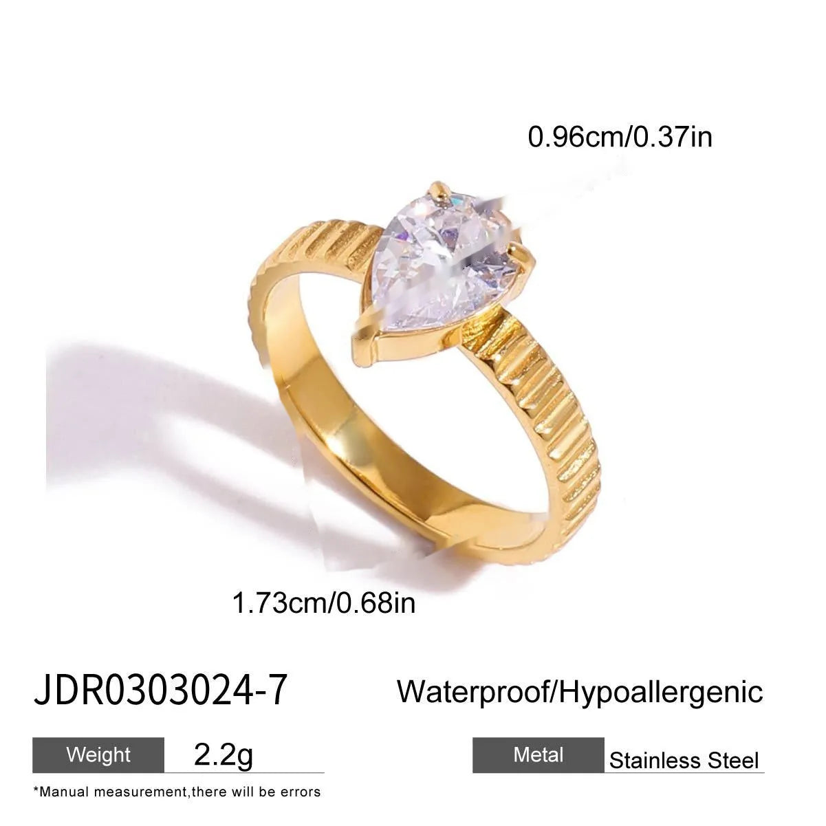 Silver tone geometric zircon ring with European-American styling on stainless steel background