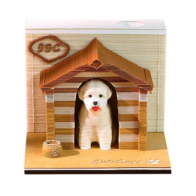 3D sticky note paper carving notepad with tear-off pages and decorative ornament design