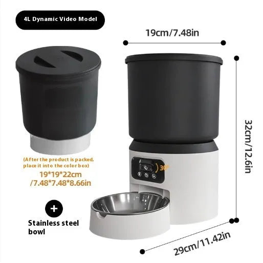 4L smart pet feeder with WIFI remote monitoring and timing function