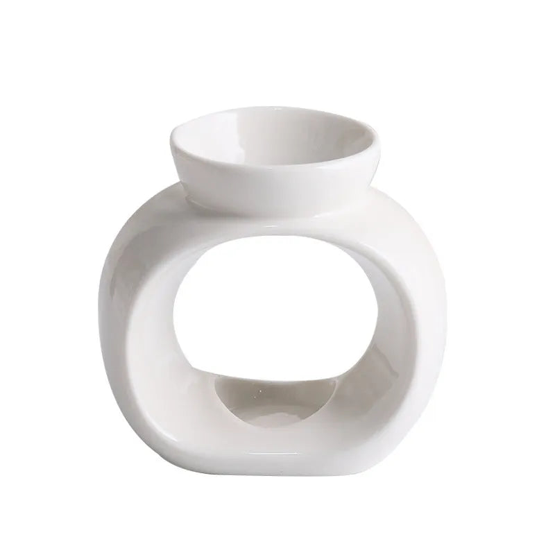White single colour glaze porcelain Nordic style aromatherapy stove ornaments on table