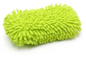 Silver green chenille microfiber car wash sponge measuring 14cm by 25cm