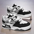 Men's white and yellow low-top board shoes with colour matching pattern and rubber sole