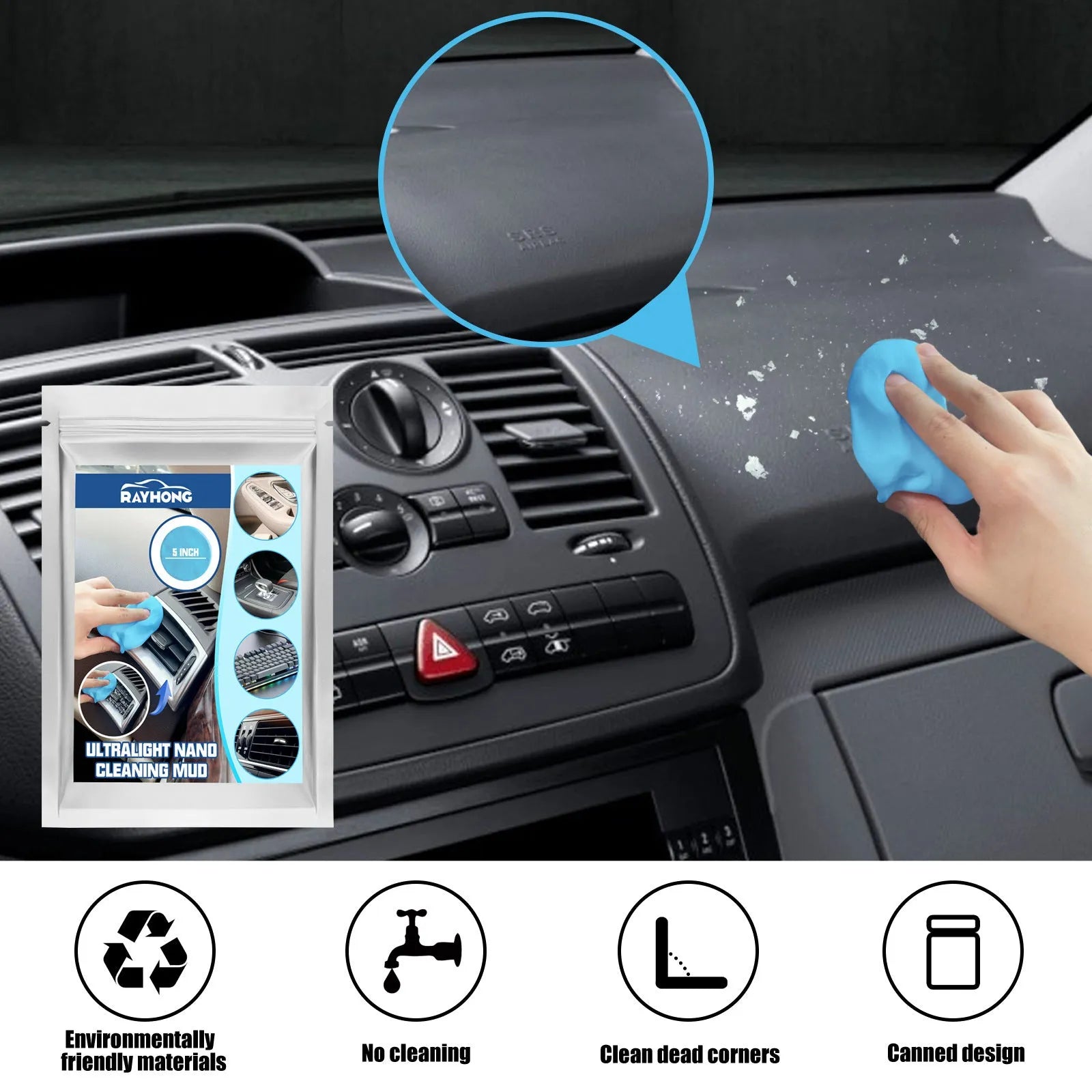 20g car cleaning mud for interior gap and vent dust removal measuring 15cm by 10cm