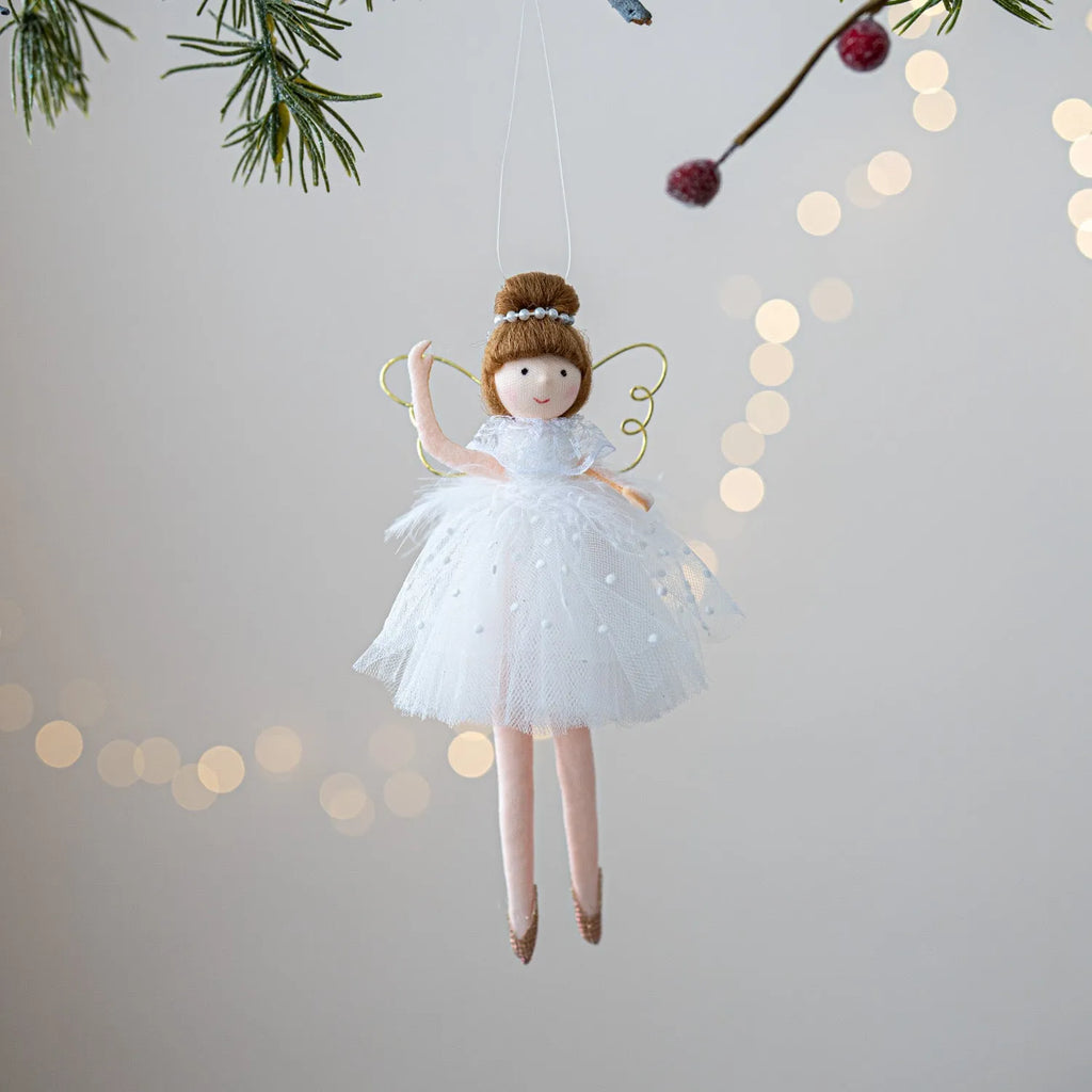 Pink and white cloth ballet girl angel plush doll with pendant design
