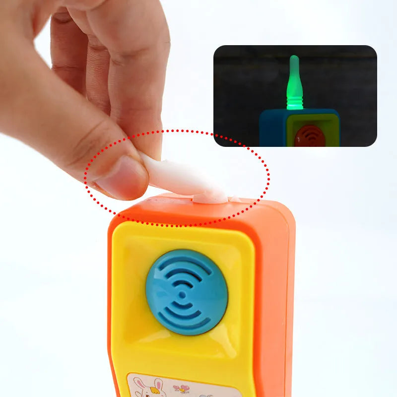 Children's educational toy with sound, light and cartoon animal design for ages 3+