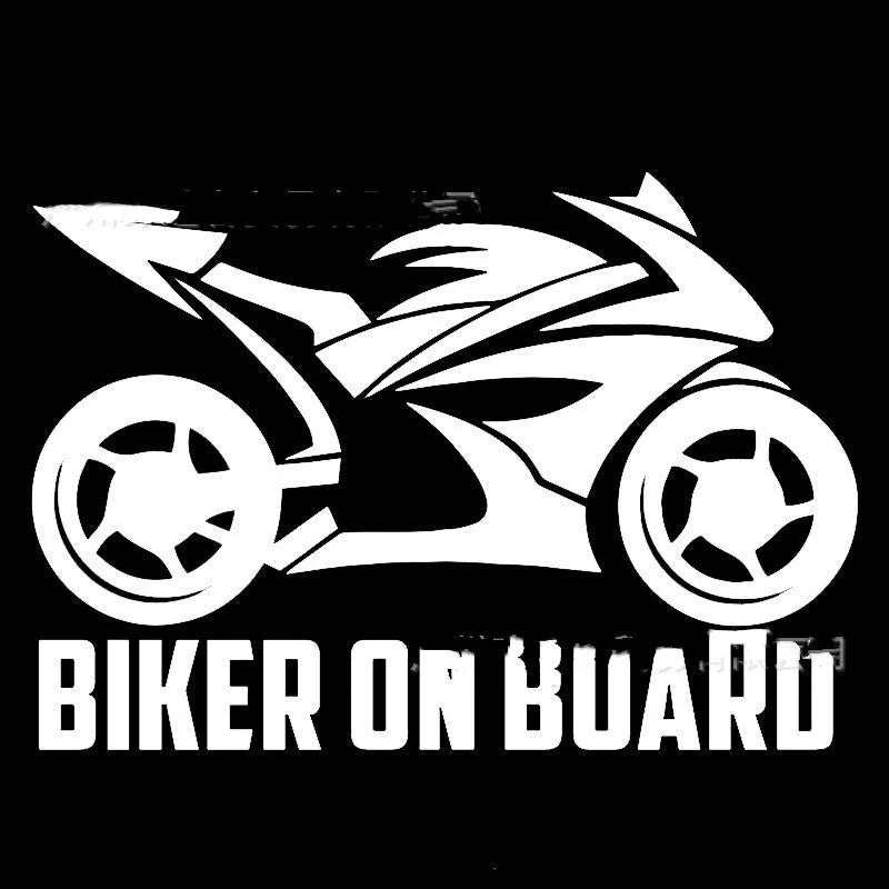 Motorcycle reflective safety sticker in PET material showing colour options and 14x20cm 10x15cm size comparison