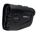 Rechargeable golf laser rangefinder with LCD display showing distance measurement