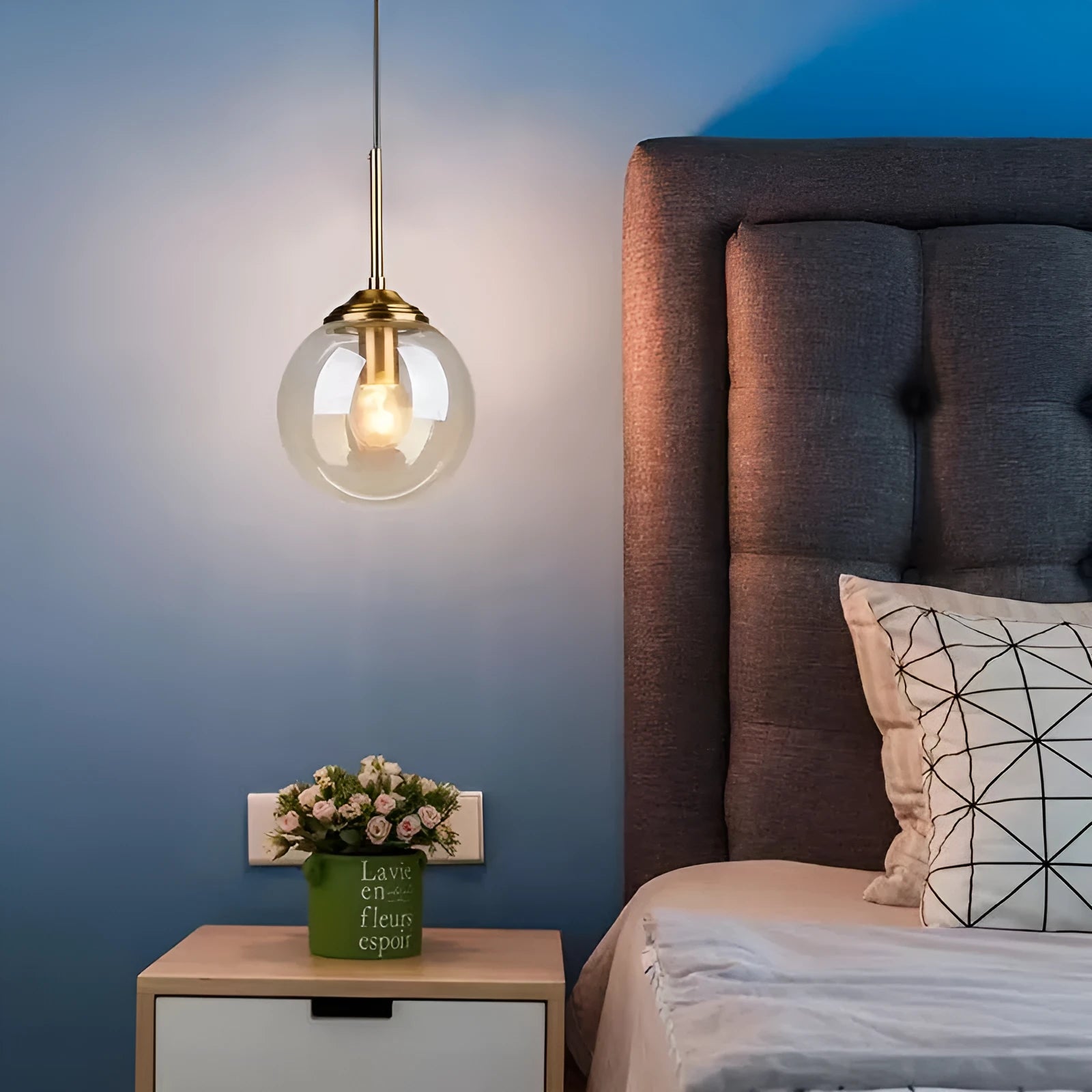 Modern round glass ball chandelier with Nordic styling for living room or dining room