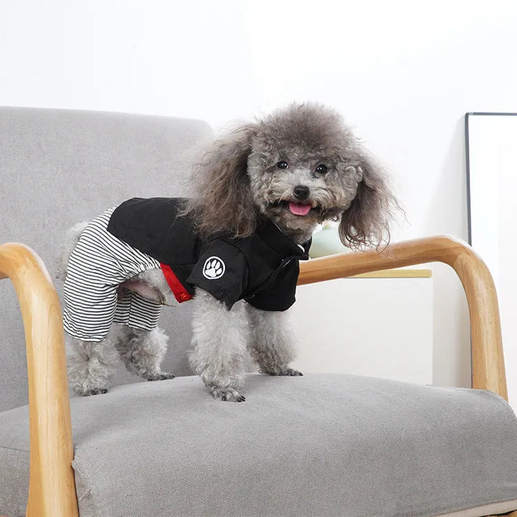 Seasonal poodle clothes in cotton skirt or four-legged pants styles available in sizes S to XL