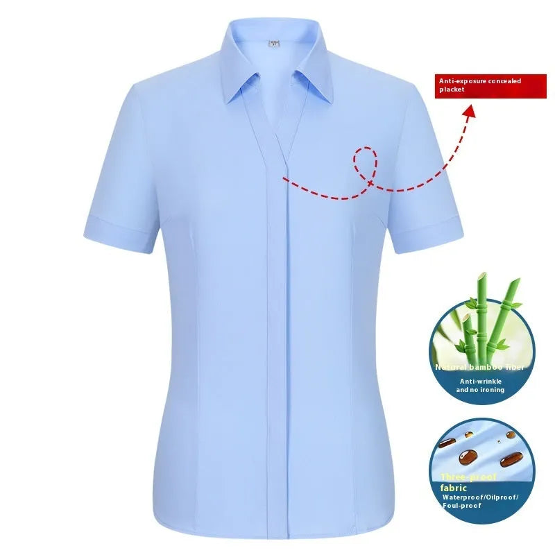 Men's slim fit bamboo fibre business shirt with square collar, shown in a solid colour.