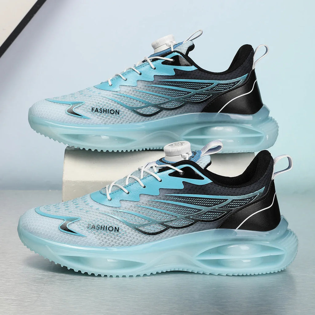 Casual breathable shoes with PU mesh upper, rubber sole, and lace-up front in three colour options