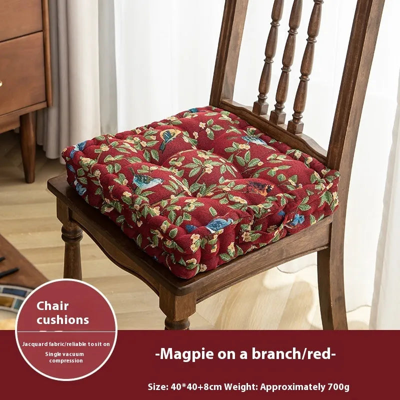 American floral pattern dining chair cushion measuring 40×40×8cm with thick PP cotton filling