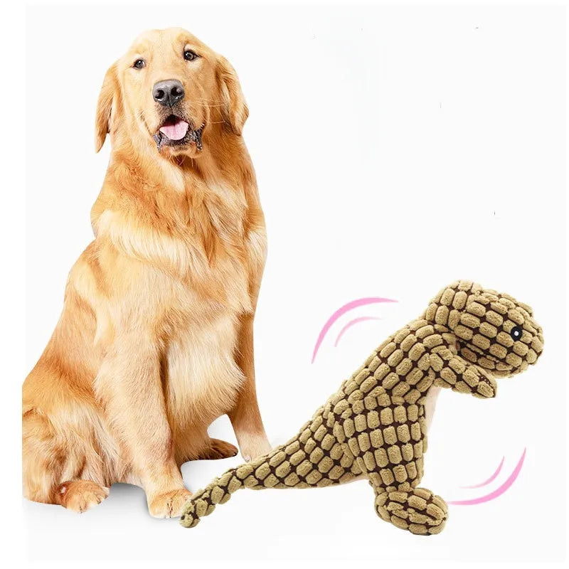 Sound-making bite-resistant dog chew toy in grey, green or orange for puppies and large breeds