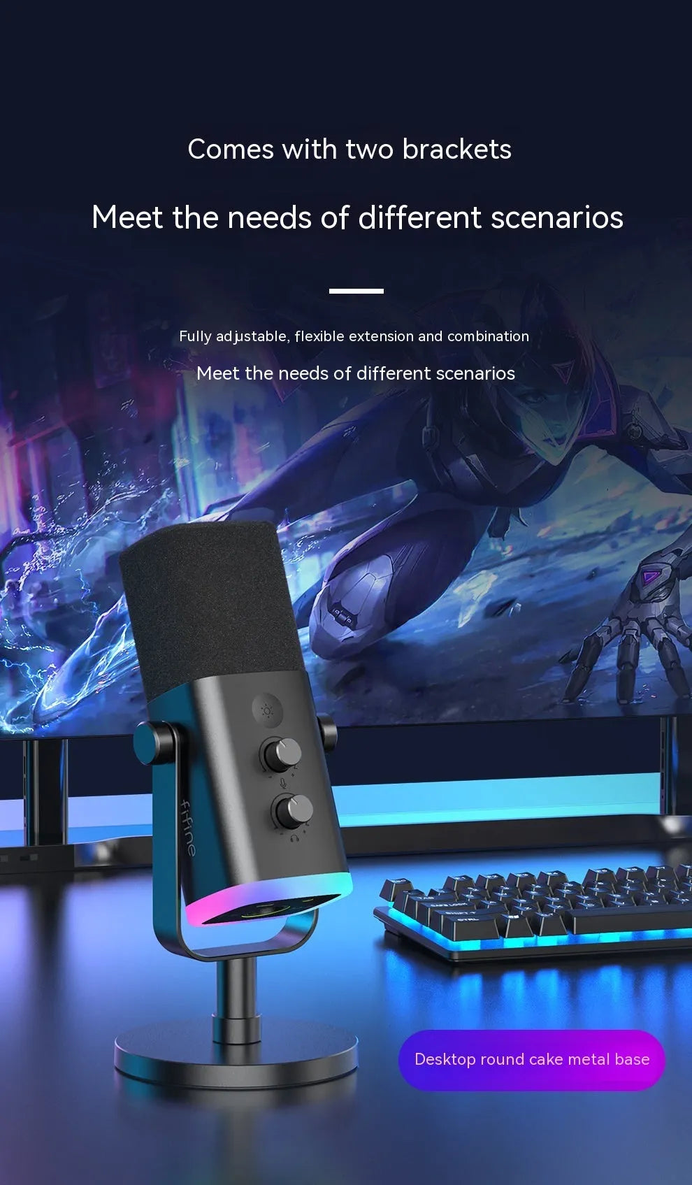 Dynamic noise reduction microphone in ABS PC housing with XLR cable and mounting bracket