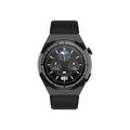 Circular smartwatch with tempered glass screen and silicone strap for Bluetooth calls and NFC payments