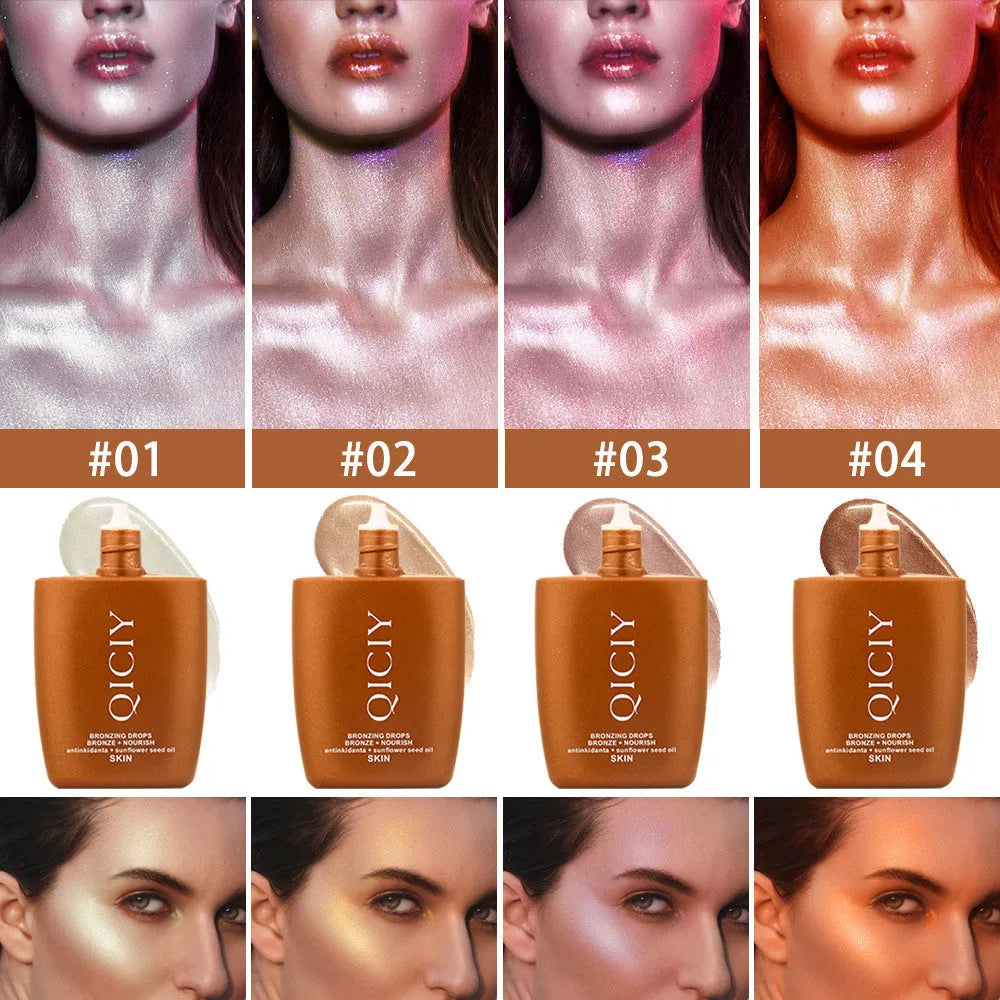 30ML bottle of Body Highlight Contour Liquid for face and body brightening in four shade options