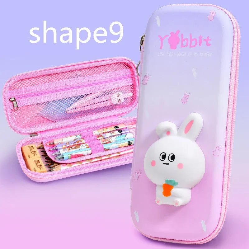 3D decompression EVA pencil case in dinosaur pattern, 24x11x4.5 cm, square Korean style