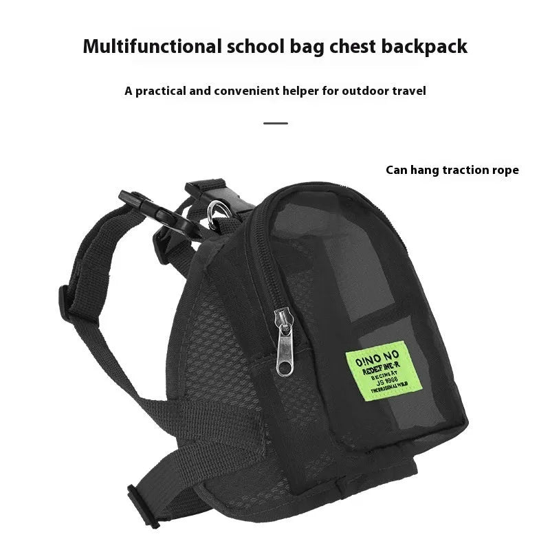 Solid-colour polyester dog backpack for portable pet carrying in black, blue, dark gray, or purple.