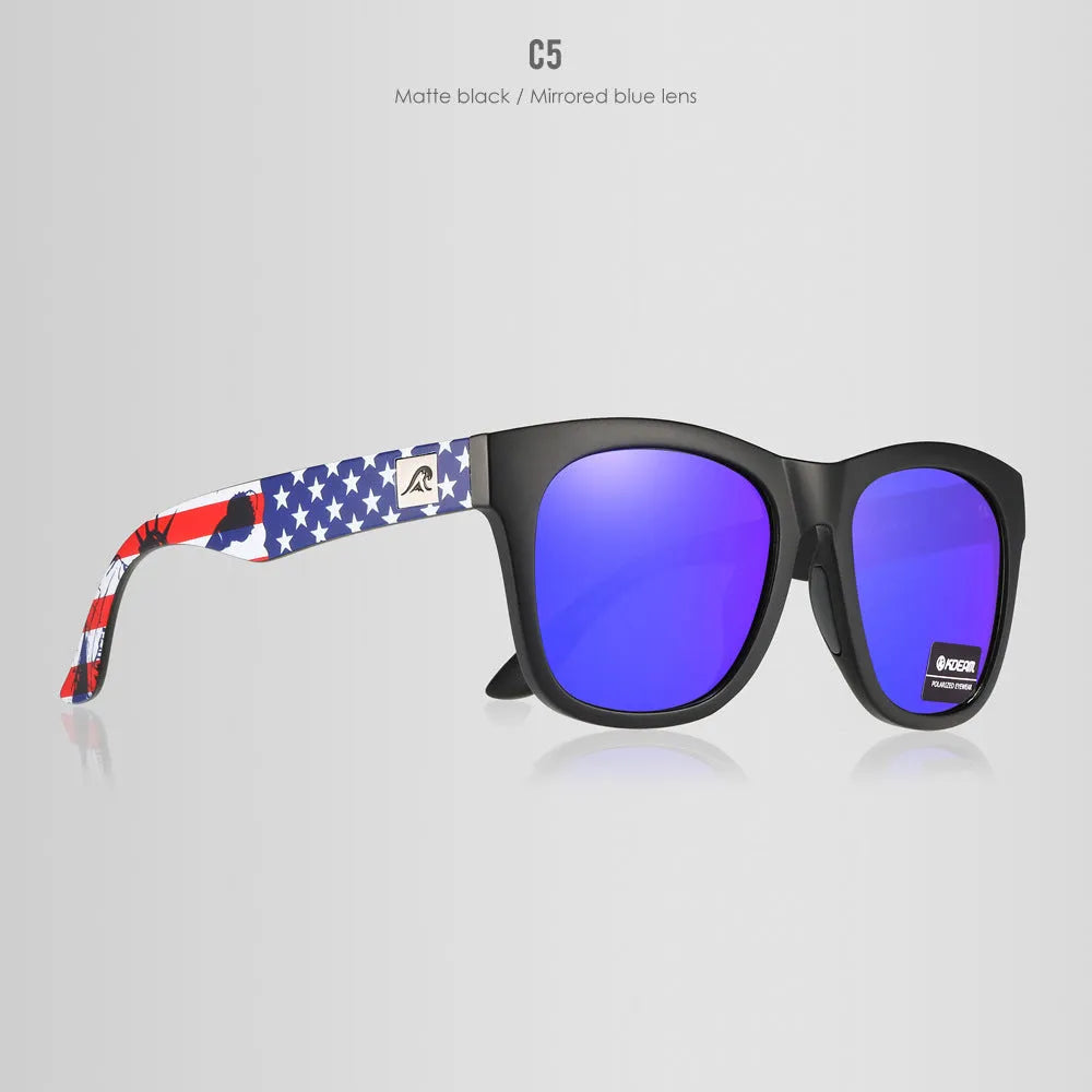 A pair of thickened polarised sunglasses with TAC lenses and a PC frame, shown in one of the available C-series colours.