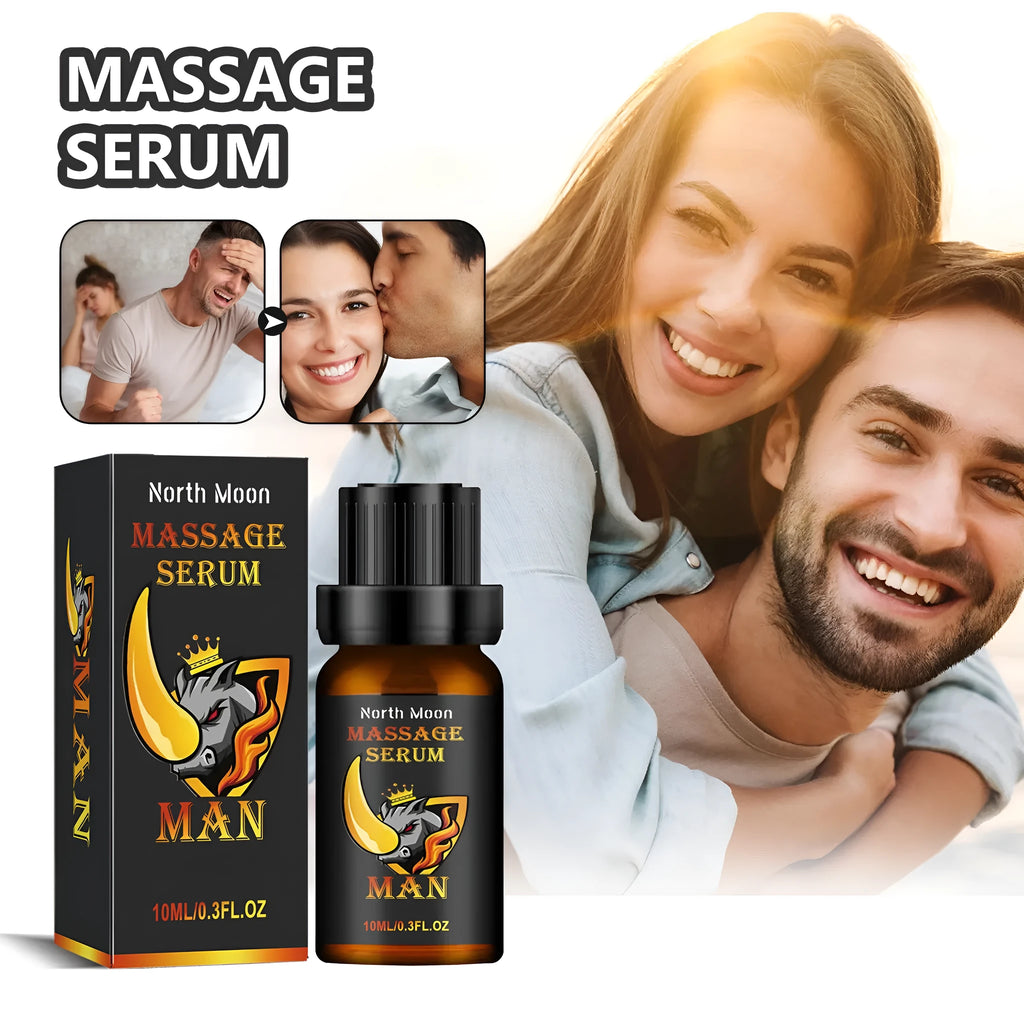10ml bottle of men's body care essential oil for external massage use.