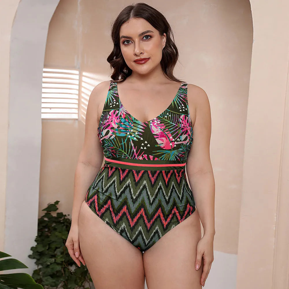 Women's printed stripe one-piece swimsuit with spaghetti straps in blue, white, or green colour options