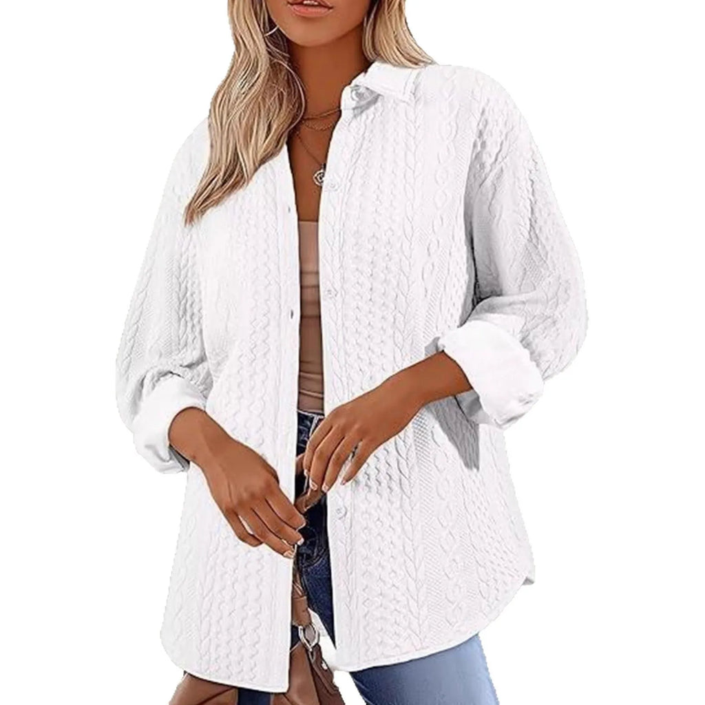 Women's solid colour long-sleeved knitted cardigan in black, shown in a cardigan style with contrast trim detail.