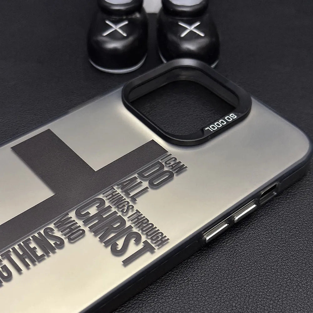 Hard PC phone case for Apple iPhone, coloured silver shell with black cross design, drop-resistant with magnetic