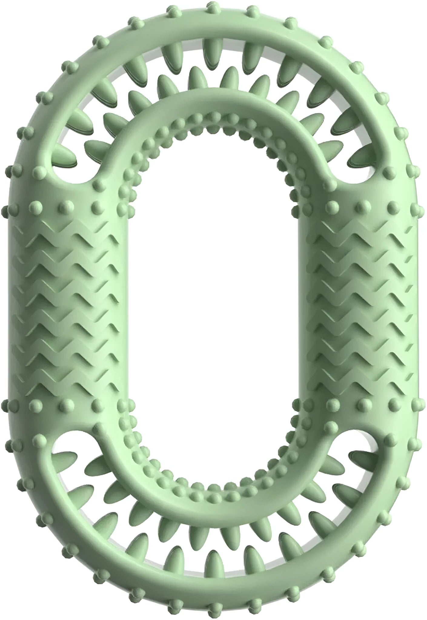 Blue green pink resistant O-ring dog chewing toy for aggressive chewers measuring 12.5cm